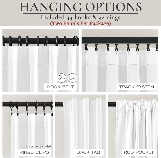 Pure White Blackout Curtains 60 Inches Extra Wide Modern Linen 84 Inch Length for Living Room, Boho Pleated Farmhouse Bedroom Large Window Thermal Heavy Drapes for Winter 60"W x 84"L 2 Panels