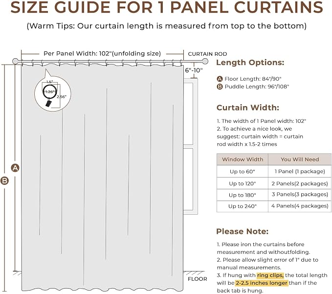 INOVADAY Linen Textured 100% Blackout Sliding Door Curtains 102x84 Cream | 1 Panel, Extra Wide Sliding Glass Door Curtains for Patio, Blackout Curtains for Bedroom, Thermal Insulated