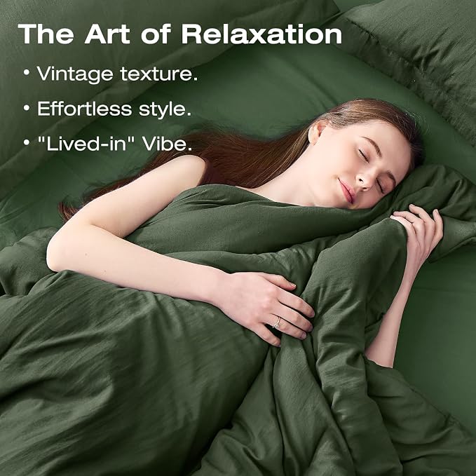 Sasttie Queen Comforter Set 7-Piece Dark Green, Pre-Washed Bed in a Bag | Soft & Breathable, All-Season Bedding Set with Comforter, Sheets, Pillowcases & Pillow Shams, OEKO-TEX, Down Alternative