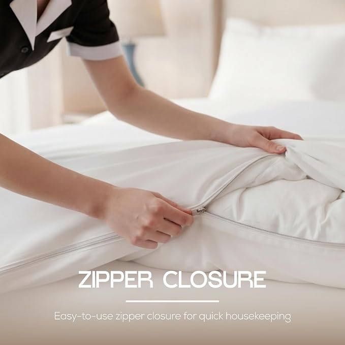 Bulk 10-Pack Hotels Twin Duvet Cover Set for Resort & Guest House, White | Commercial Bedding Set with 10 Duvet Covers (68x90") and 10 Pillow Shams (20x26") with 2" Flange. Comforter Not Included.