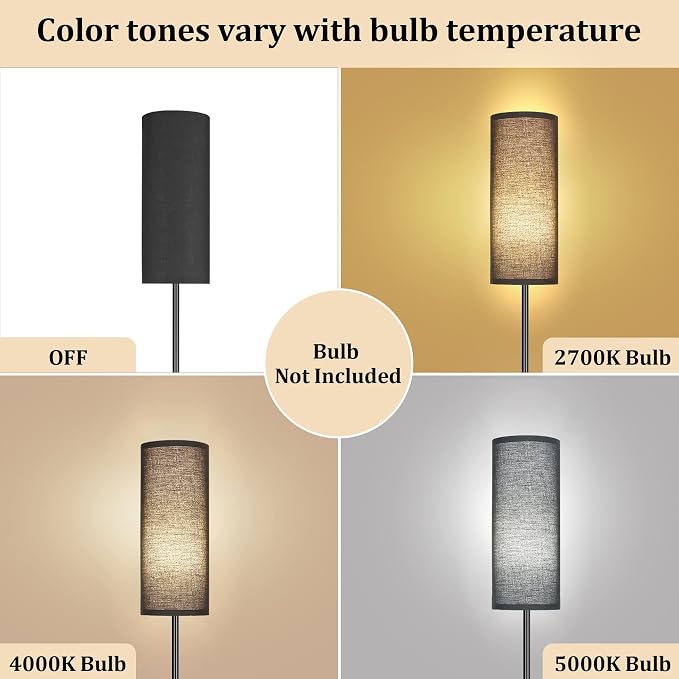 PARTPHONER Floor Lamp for Living Room, Modern Standing Lamps with Lampshade, Minimalist Tall Lamp with Foot Switch for Living Room, Bedroom, Kids Room, Office(Bulb Not Included)