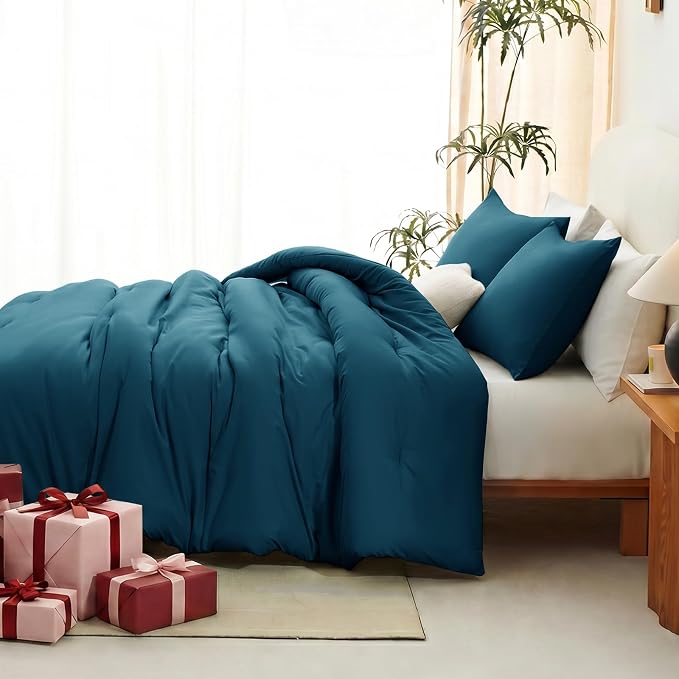King Comforter Set, 3 Pieces Down Alternative Bedding, Lyons Blue | 270 GSM All Season Comforter with 4 Corner Ties for Use as a Duvet Insert, OEKO-TEX Certified, 2 Pillowcases, 102 x 90 in