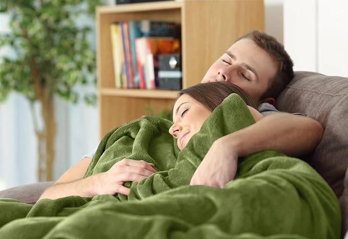 Utopia Bedding Ultra Soft Fleece Bed Blanket Queen Size Olive (90x90 Inch) | Microfiber Plush Warm Lightweight Breathable Cozy Blanket Anti-Static, All Season Use, Gift for Women and Men