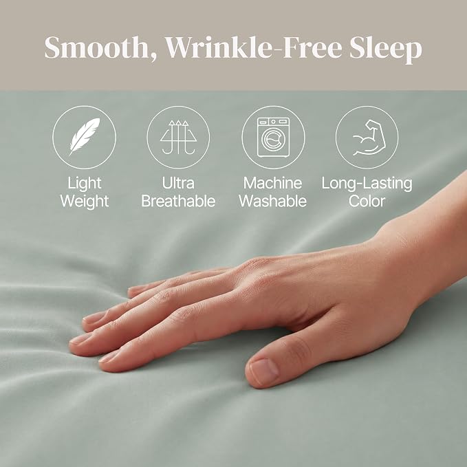 Modern Threads Soft Microfiber Solid Sheets - Luxurious Microfiber Bed Sheets - Includes Flat Sheet, Fitted Sheet with Deep Pockets, & Pillowcases Seafoam California King
