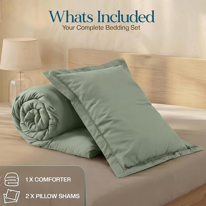 Utopia Bedding 2 Pc Twin Comforter Set, All Season Bedding, Sage Green | Bedding Set Includes Comforter (64x88) Inches, 1 Sham (20x26) Inches. Soft Microfiber Down Alternative, Machine Washable.