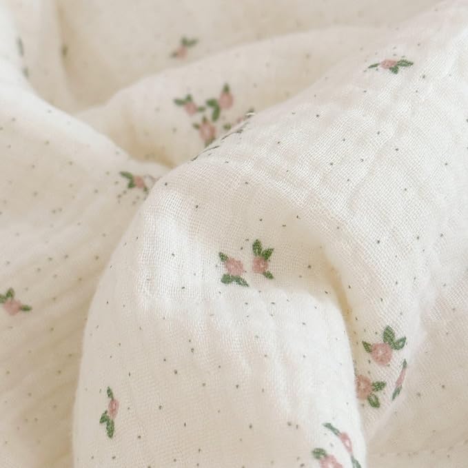 100% Cotton Muslin Crib Duvet Cover for Infant Boys Girls Baby Toddler Bed Muslin Duvet Covers,Nursery Decoration,47"x59", Primrose Print (No Filler)