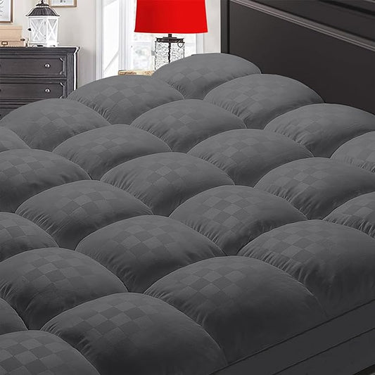 SameBed Mattress Topper Cal King,Extra Thick Mattress Pad Cover for Back Pain,Cooling Mattress Protector with 8-21 Inch Deep Pocket,Overfilled Down Alternative Filling,Grey