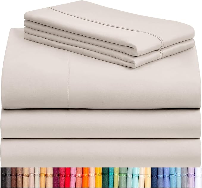 Split King Sheets for Adjustable Bed, Soft Deep Pocket Bed Sheets Set, 5PC | LuxClub Silky Fitted Sheet & Pillowcase Sets, Breathable Hotel Luxury Bedding for Mattress Wrinkle Free, Linen