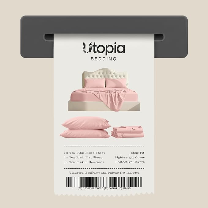 King Sheets Set, 4 Pieces 16" Deep Pocket Hotel Luxury Bed Sheets, Tea Pink | Extra Soft Bedsheet Set, Comfy & Breathable Cooling Sheets, Wrinkle & Fade Resistant, Fitted Sheet, Flat Sheet, 2 Pillowcases