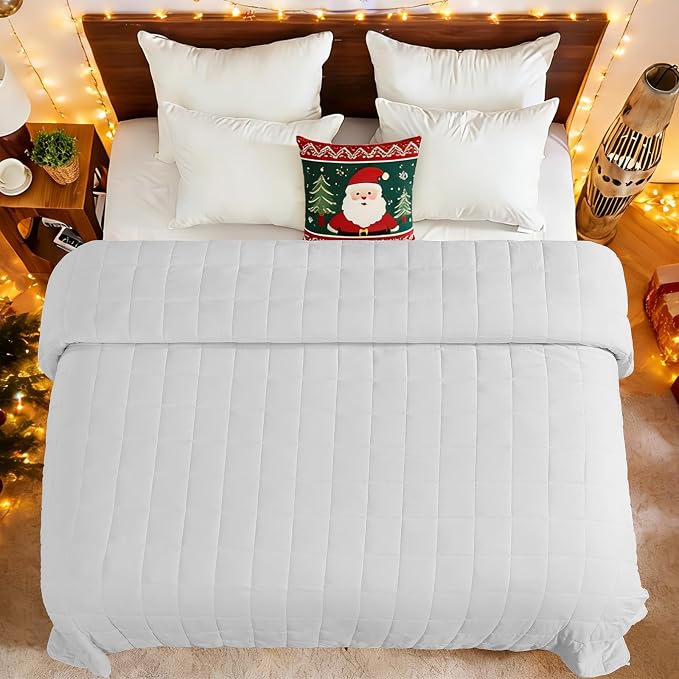 King Size Weighted Blanket for Adults (20 lbs, 80” x 87”, White) Cooling Heavy Blanket for Sleeping Perfect for 190-210 lbs, Breathable Blanket for Adults & Couple All Season, Machine Washable