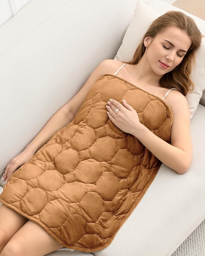 Cottonblue Small Weighted Lap Blanket Pad for Adults 7 lbs 24"x29", Brown | Luxury Crystal Velvet Weighted Blanket Pad, Washable Portable Travel Blankets for Sleeping Relaxation All Season, Washable