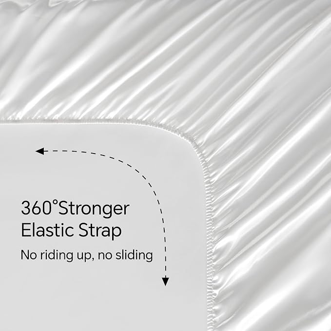 BEDELITE Satin Sheets King Size Bed Set, White, 4 Pieces | Luxury Silky Bed Sheets, 15 Inch Deep Pocket, Similar to Silk, Soft and Cooling, Reduces Friction, Gentle on Hair and Skin