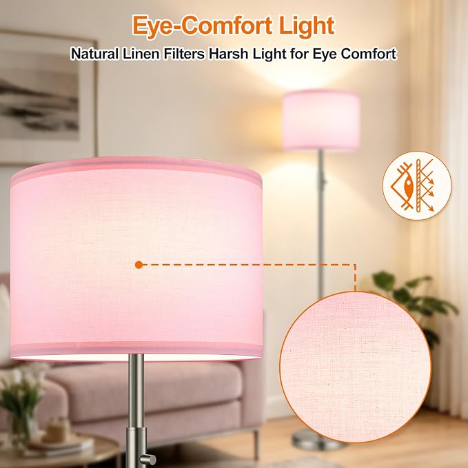 Floor Lamp Simple Design with Shade, Small Tall Lamps for Living Room Bedroom Office Dining Room Kitchen-Nickel