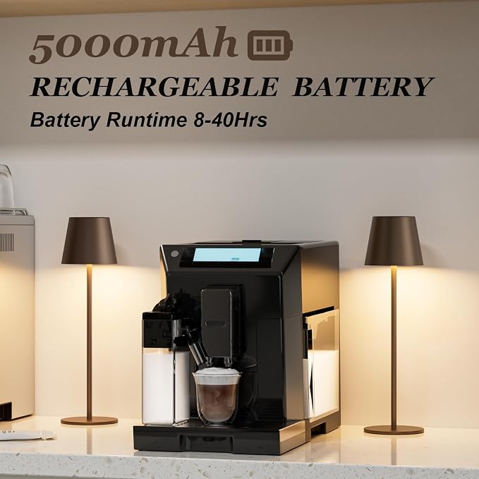 Kakanuo Brown Cordless Table Lamp Rechargeable, Battery Operated | 2 Pack 5000mAH Battery, 3 Color Stepless Dimming, for Dining Table, Kitchen Counter, Outdoor Patio, Touch Control