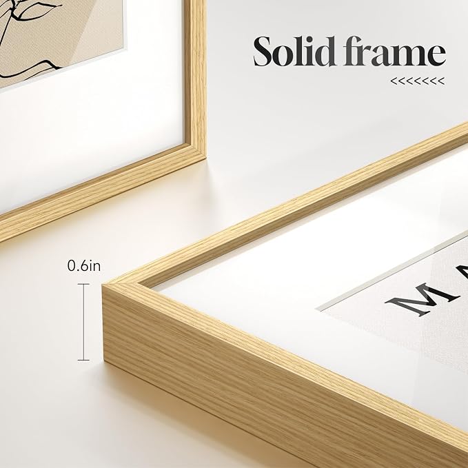 Framed Neutral Beige Matisse Minimalist Wall Art for Bathroom, 11x14 Inch | Set of 4 pieces, Abstract modern, Botanical prints, Living room, Dining room, Bedroom, Home office decor