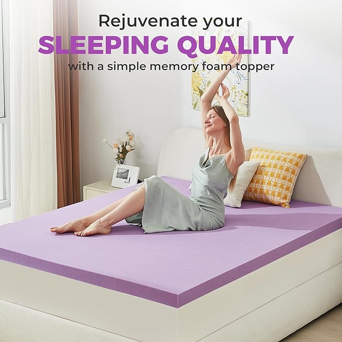 BDEUS 1.5 Inch Gel Memory Foam Mattress Topper Ventilated Soft Pressure Relieve Mattress Pad, Breathable Bed Topper, CertiPUR-US Certified, Full Size