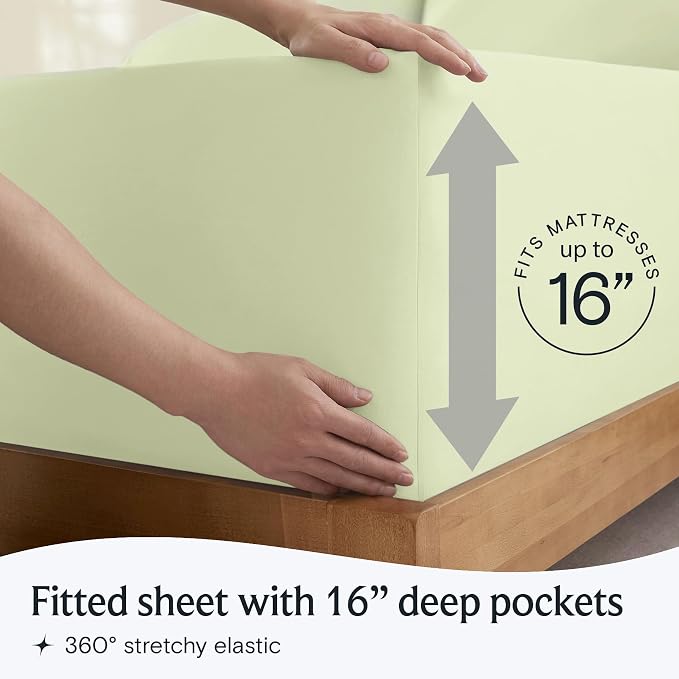 LuxClub Twin Size Sheets Set, Cooling & Soft Deep Pocket Bed Sheets, 3PC | LuxClub Silky Fitted Sheet & Pillowcase Sets, Breathable Hotel Luxury Bedding for Mattress Wrinkle Free, Sage Green