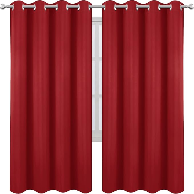 Red Blackout Curtains/52 x 72 Inch/Set of 2 Panels Room Darkening Curtains for Bedroom