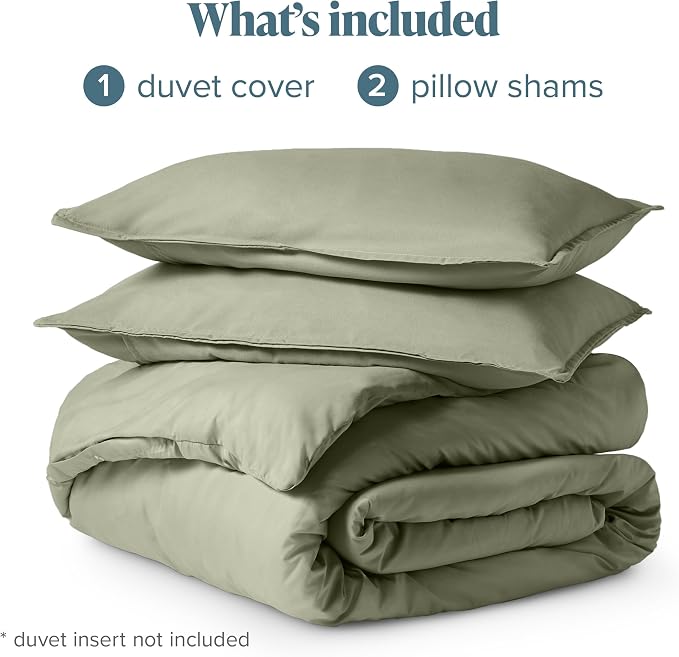 Bare Home Duvet Cover Set 1800 Ultra-Soft (Oversized Queen, Sage) | Lightweight, Cooling, Breathable, Premium 1800 Ultra-Soft, All-Season
