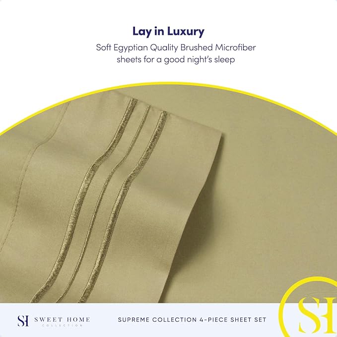 Twin Sheets - Breathable Luxury Sheets with Full Elastic & Secure Corner Straps Built In - 1800 Supreme Collection Extra Soft Deep Pocket Bedding Set, Sheet Set, Twin, Sage