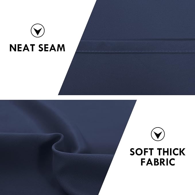 DWCN Blackout Curtains for Bedroom Living Room 38 x 72 Inch Long Navy | 2 Panels Set, Room Darkening, Thermal Insulated, Light Blocking, Rod Pocket Drapes, Noise Reducing Window Treatments
