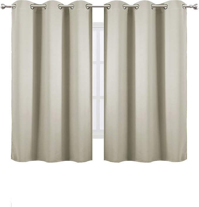 Light Beige Thermal Blackout Curtains/42 x 63 Inch/Set of 2 Panels Room Darkening Curtains for Bedroom