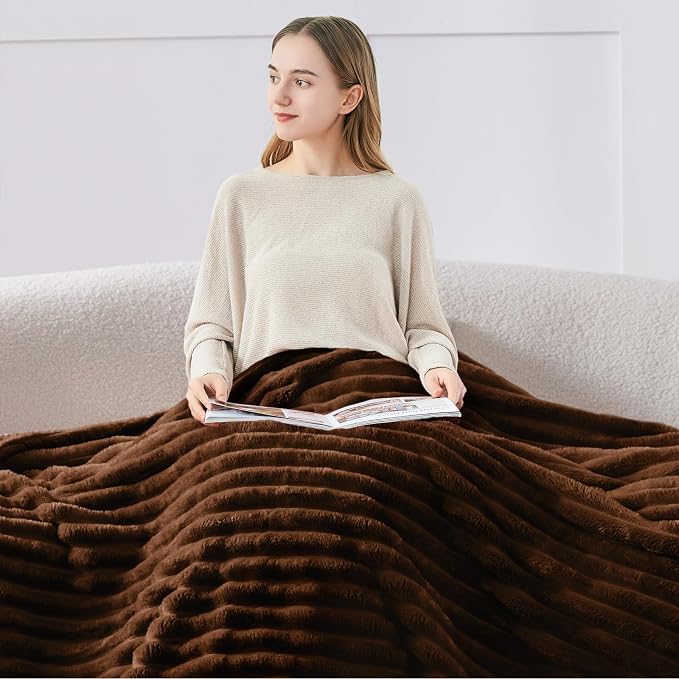 BEDELITE Ribbed Fleece Throw Blanket for Couch, Chocolate Brown, 50"x70" | Ultra-Soft Plush Fleece, Warm Yet Lightweight, Ribbed Texture, Home Decor, Machine Washable, Giftable, All-Season Use