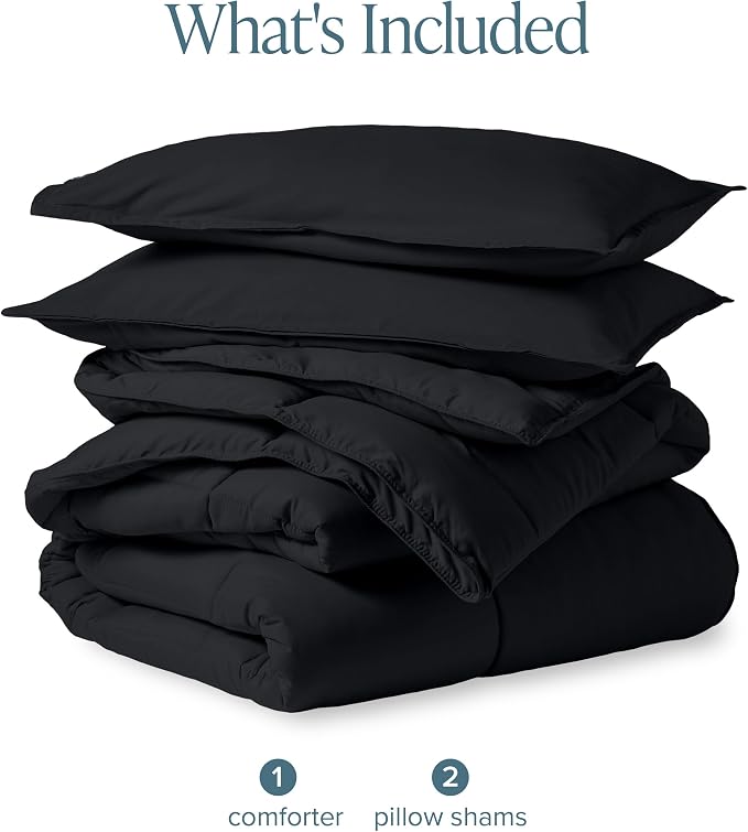 Bare Home Cal King Comforter Set - 1800 Ultra Soft (California King, Black) | All-Season, Breathable, Hypoallergenic, Premium 1800, Warm, Cozy