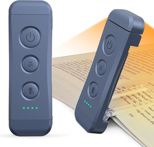 Glocusent USB Rechargeable Book Light, Portable Clip-on LED Reading Light | 3 Amber Colors & 5 Brightness Dimmable, bookmark, Eye-Caring,Compact Gift ,Women Book Lovers,Christmas, Book Accesories