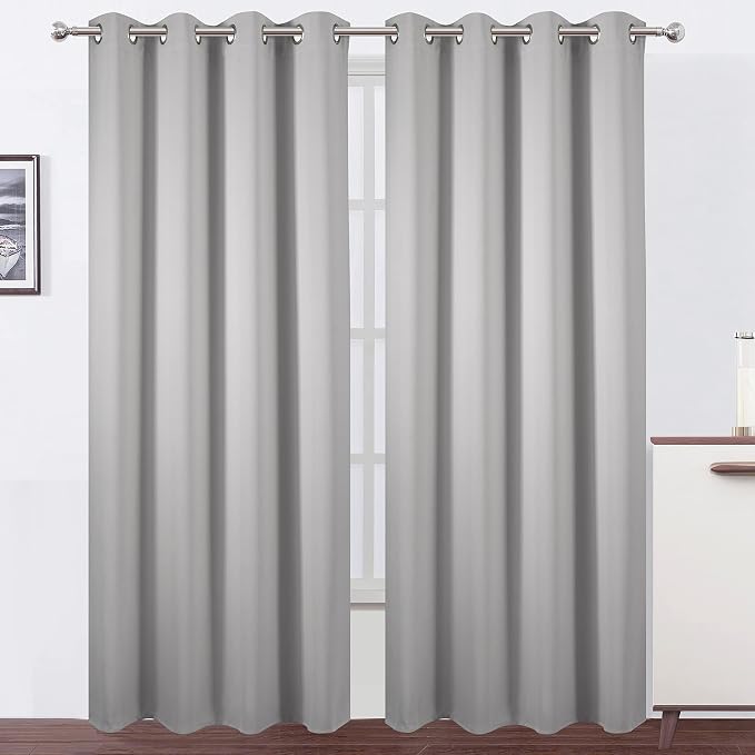 Blackout Curtains 52 x 84 inch/Light Grey Curtains Set of 2 Panels/Thermal Insulated Room Darkening Bedroom Curtains