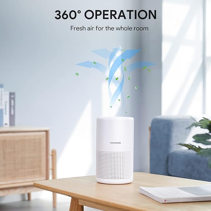 Air Purifiers for Bedroom, FULMINARE H13 True HEPA Filter | Remove Pet Hair, Smoke, Odors，Quiet Air Cleaner With Night Light, Portable Small Air Purifier for Home, Office, Living Room