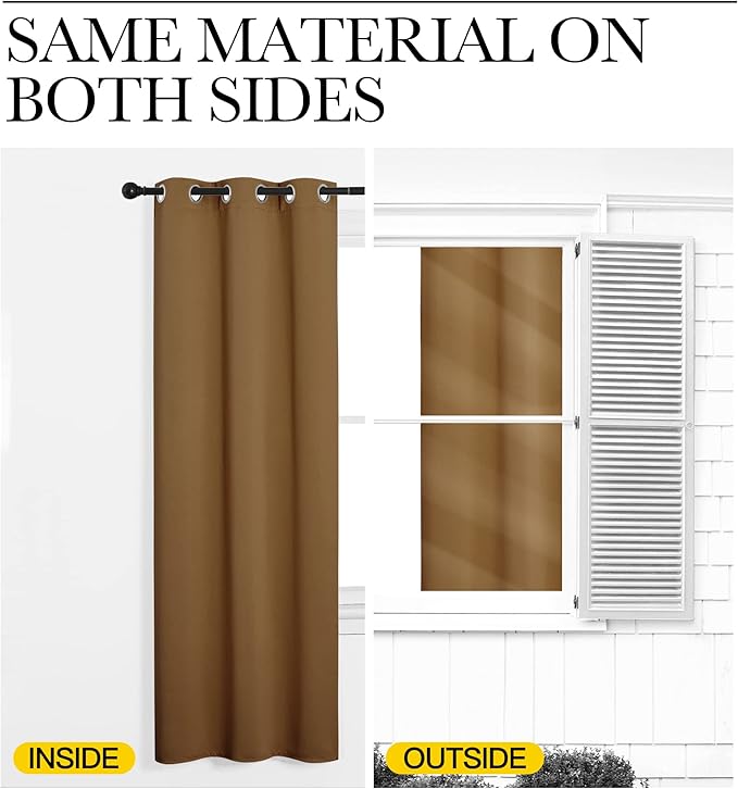 NICETOWN Sleek Blackout Curtains 63 inches Length for Small Windows, Noise Reducing and Block Draft Panels for Door Doorway Laundry Office Luxury Decor Theme (2 Panels, Gold Brown, W42 x L63 -Inch) | Sleek Noise Reducing Light Blocking Block Draft Pane...