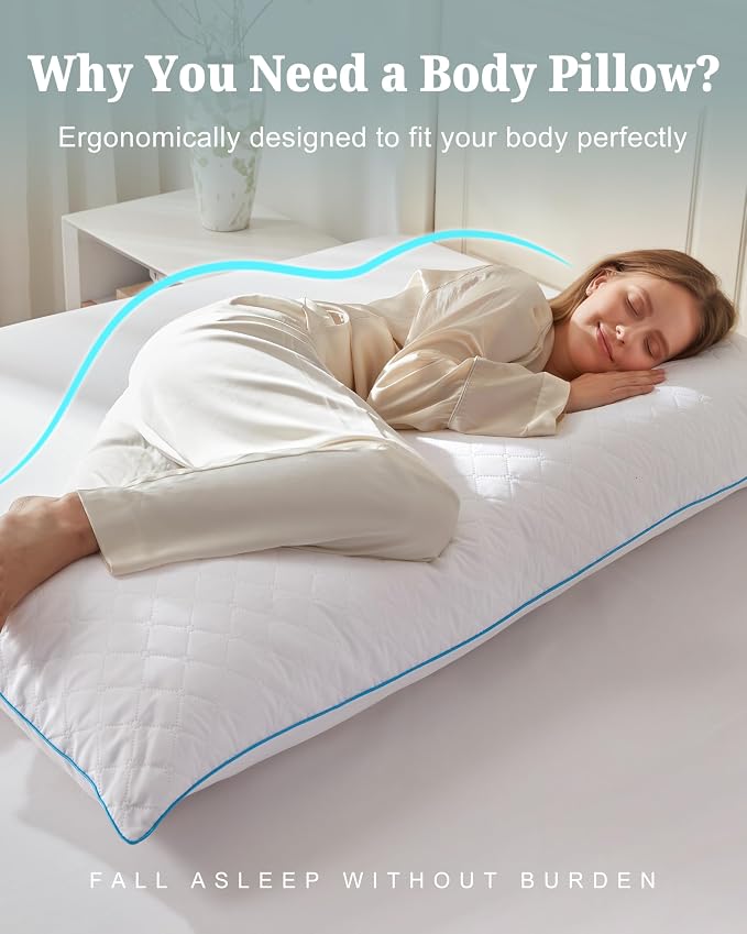 YZ HOME Long Body Pillow for Adults,Firm Body Pillow Shredded Memory Foam | Adjustable Height,Support for Side Sleeper & Pregnant Women(White,20x54 Inch)