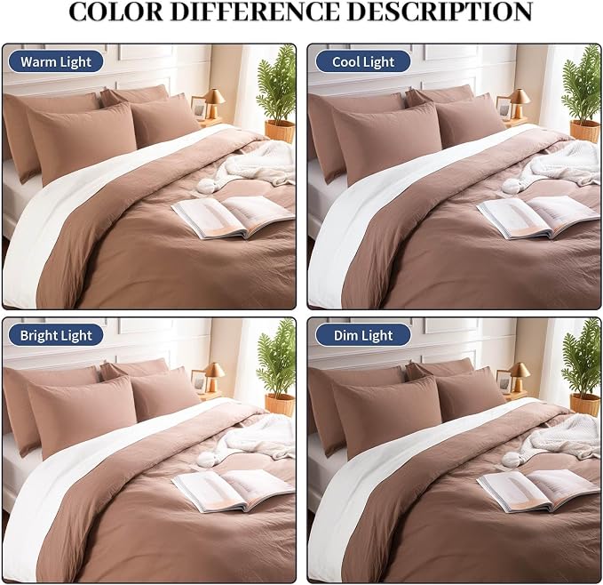 NEXHOME PRO Duvet Cover Set King 100% Washed Cotton Linen-Like Texture, Comfortable & Breathable, Home Bedding Set (No Comforter) 10490N