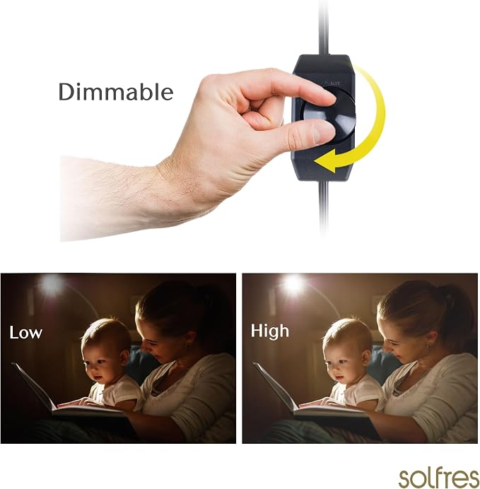 Patented Innovative Design Headboard Reading Light Pro. No Drilling Book Light for Bedtime Reading. Dimmable LED Book Reading Lamp with Bulb. Movable & Flexible, Gold