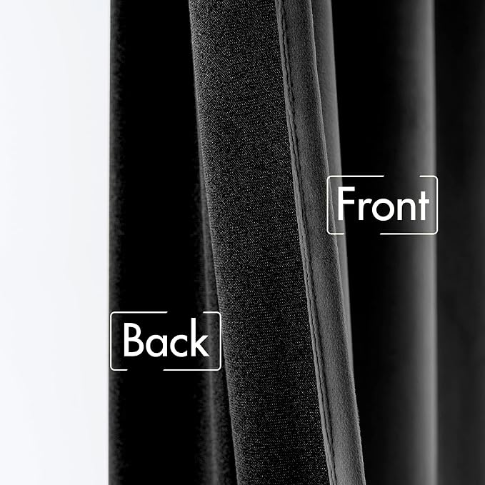 MIULEE Black Velvet Curtains 52x108 inches 2 Panels Blackout Curtains | Luxury, Thermal Insulated, Super Soft Window Drapes for Bedroom Living Room, Rod Pocket & Back Tab, Halloween Decor
