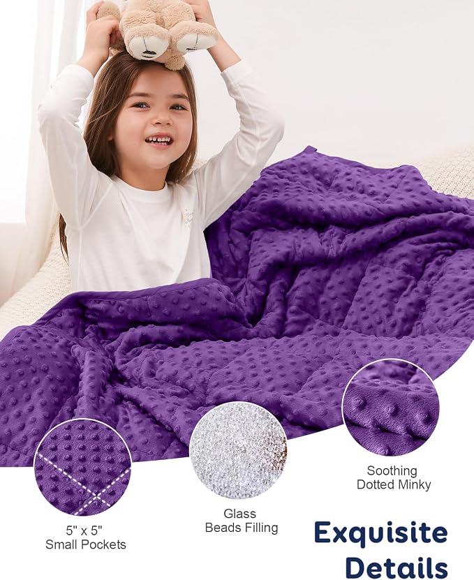 5lbs Weighted Blanket, Cooling Soft Minky Dot Heavy Blankets, 36"x48" | Gentle Hug-Like Comfort, Reversible Cooling & Cozy for All Seasons, 7-Layer for Even Weight Distribution, Machine Washable