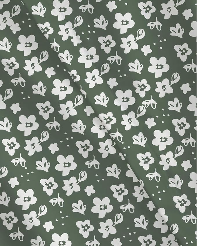 Duvet Cover Queen Size - Floral Duvet Cover - 3 Piece - Green Meadow | Soft Floral Duvet Cover 90 x 90 with 2 Pillow Shams, Zipper Closures & Ties, Floral Bedding for Women, Men, Kids & Teens