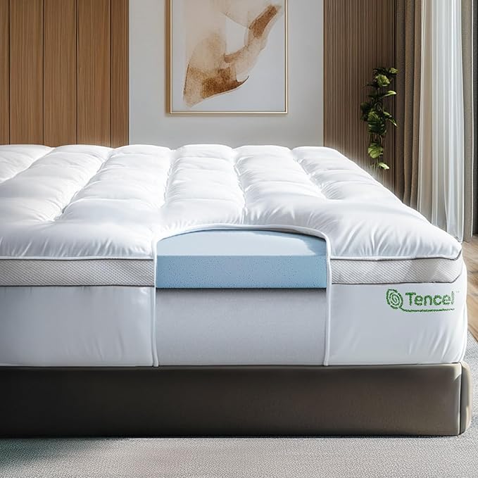 ViscoSoft 4 Inch Pillow Top Memory Foam Mattress Topper Short Queen - Cooling Hybrid Lux Dual Layer RV/Camper Mattress Pad - CertiPUR-US Certified