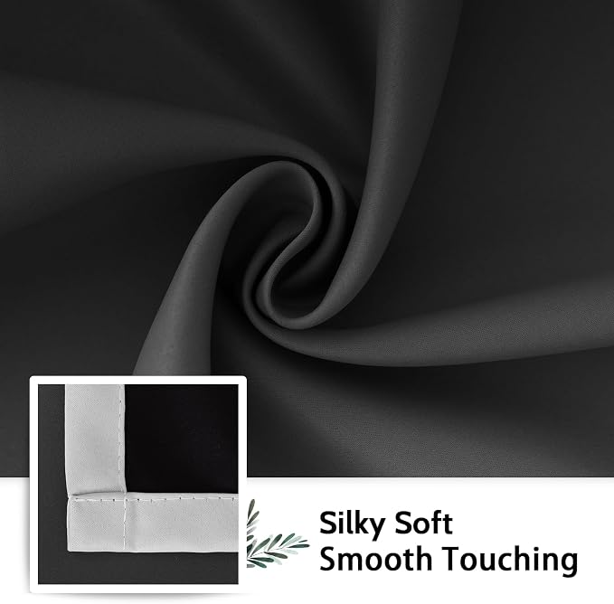 SimpleHome 100% Blackout Ombre Bedroom Curtains Black and Greyish White,45L | Room Darkening Curtains,Thermal Insulated Grommet Window Drapes and Curtains for Living Room,2 Panels, 52x45 inches Length