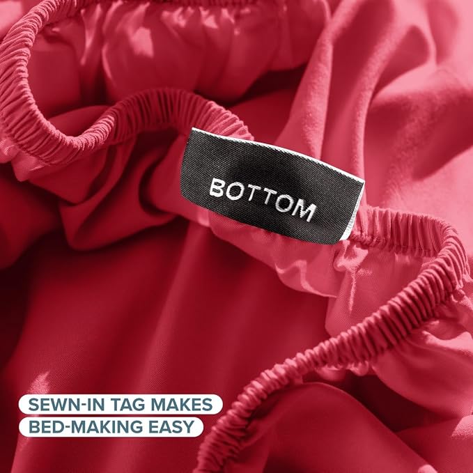 Bare Home Twin XL Sheet Set - 1800 Ultra-Soft (Twin XL, Red) | Deep Pockets 6 to 15 Inches, Breathable, Hypoallergenic, Hotel Luxury, Easy Fit, Soft, All-Season