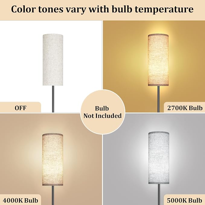 PARTPHONER Floor Lamp for Living Room, Modern Standing Lamps with Lampshade, Minimalist Tall Lamp with Foot Switch for Living Room, Bedroom, Kids Room, Office(Bulb Not Included)