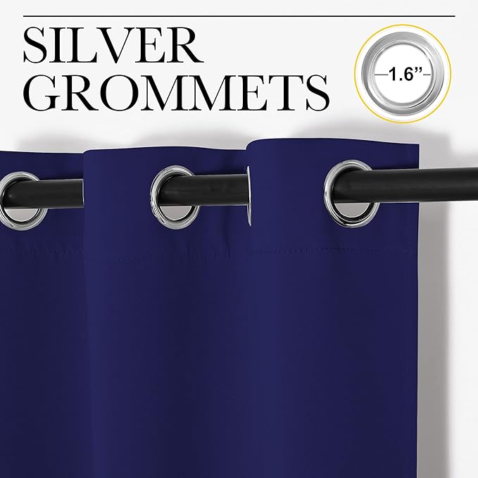 NICETOWN Navy Blue Blackout Curtains for Laundry 42" w x 48" L 2 Panels | Thermal Insulated Decoration Drapes for Bedroom Kitchen Short Window, Light Blocking Room Darkening Noise Reducing Home Decor