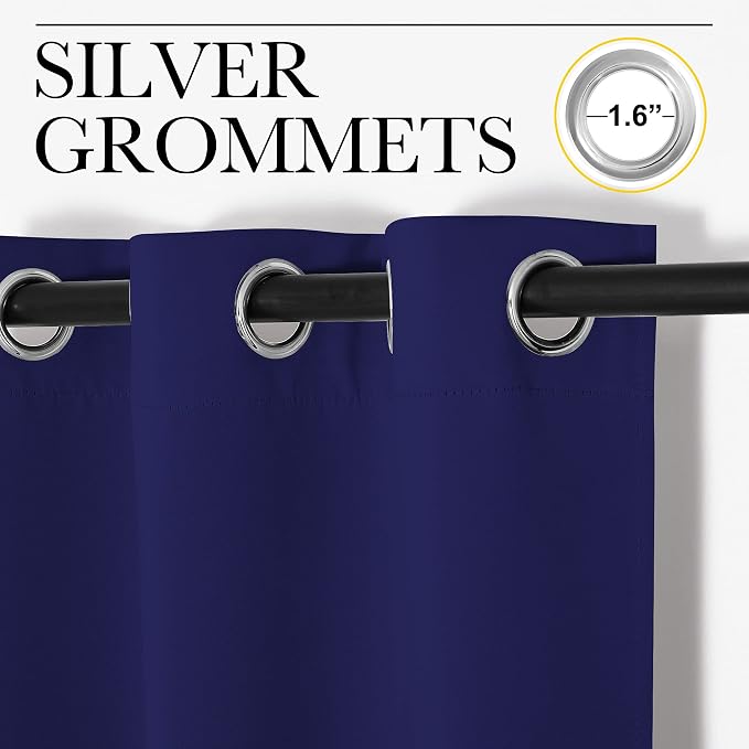 NICETOWN Royal Blue Blackout Curtains for Kid's Room 42" w x 63" L 2 Panels | All Season Thermal Insulated Solid Grommet Top Drapes Panels, Light Blocking Noise Reducing Window Treatments Home Decor