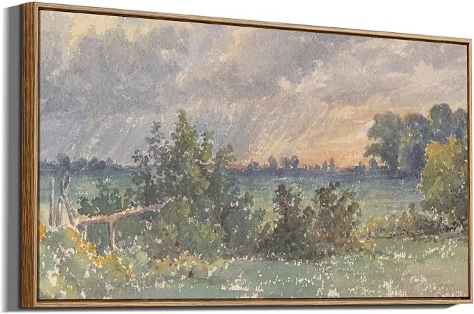 InSimSea Extra Large Framed Vintage Wall Art, Cloud under Sky Print,20x40In | Living Room Country Farmhouse Decor, Watercolor Landscape Canvas Painting, Long Picture for Bedroom Above of Bed