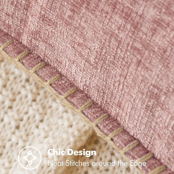 MIULEE Decorative Couch Throw Pillow Covers 20x20 Inch Blush Pink 2 Pack | Farmhouse Pillow Covers with Stitched Edge, Soft Chenille Cushion Cases, for Sofa Bed Living Room Home Decor