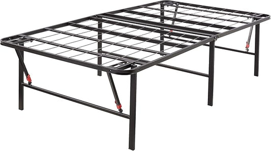 Amazon Basics Foldable Metal Platform Bed Frame, Noise-Free Mattress Foundation with Tool-Free Assembly, 18 Inches High, Sturdy Steel Frame, No Box Spring Needed, Twin Size, Black