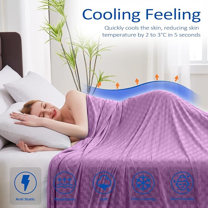 Topcee Cooling Blanket, Summer Cooling Blankets for Hot Sleepers, Arc-Chill Q-Max>0.5 Cool Fiber, Oeko-TEX 100% Certified, Soft, Breathable, Double-Side Bed Throw,Keep Cool for Adults Kids 90"x90"