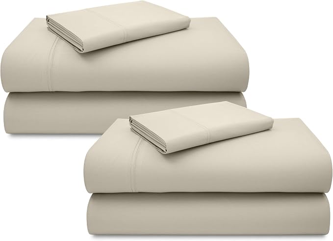 California Design Den 2 Pack 600 Thread Count Twin Size Bed Sheet Sets | 100% Cotton Sateen Backed by Good Housekeeping Seal, Soft & Smooth, All-Around Elastic, Easy Care - Cream (Warm Ivory)
