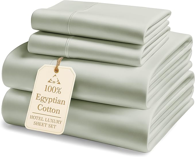 LANE LINEN 100% Egyptian Cotton Bed Sheets sábanas Queen, Soft & Comfy Luxury Hotel Like Thick Bedding Sheets & Pillowcase Set, Machine Wash Cooling 16'' Queen Deep Pocket Sheet Set Driftwood Grey